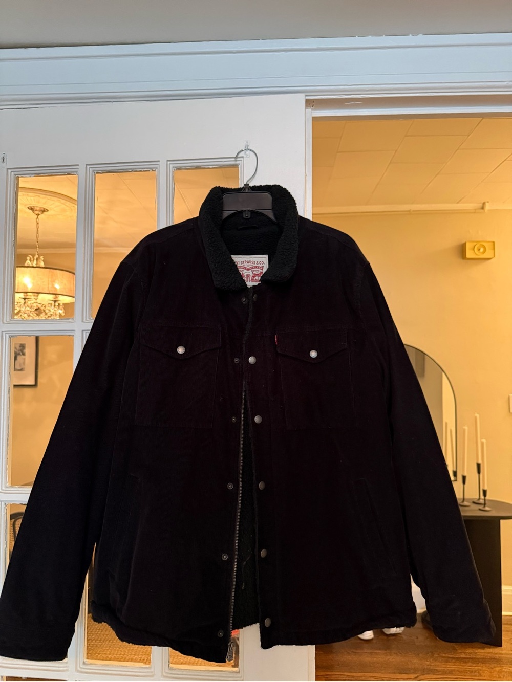 Levi's Men's Black Sherpa-Lined Corduroy Trucker Jacket